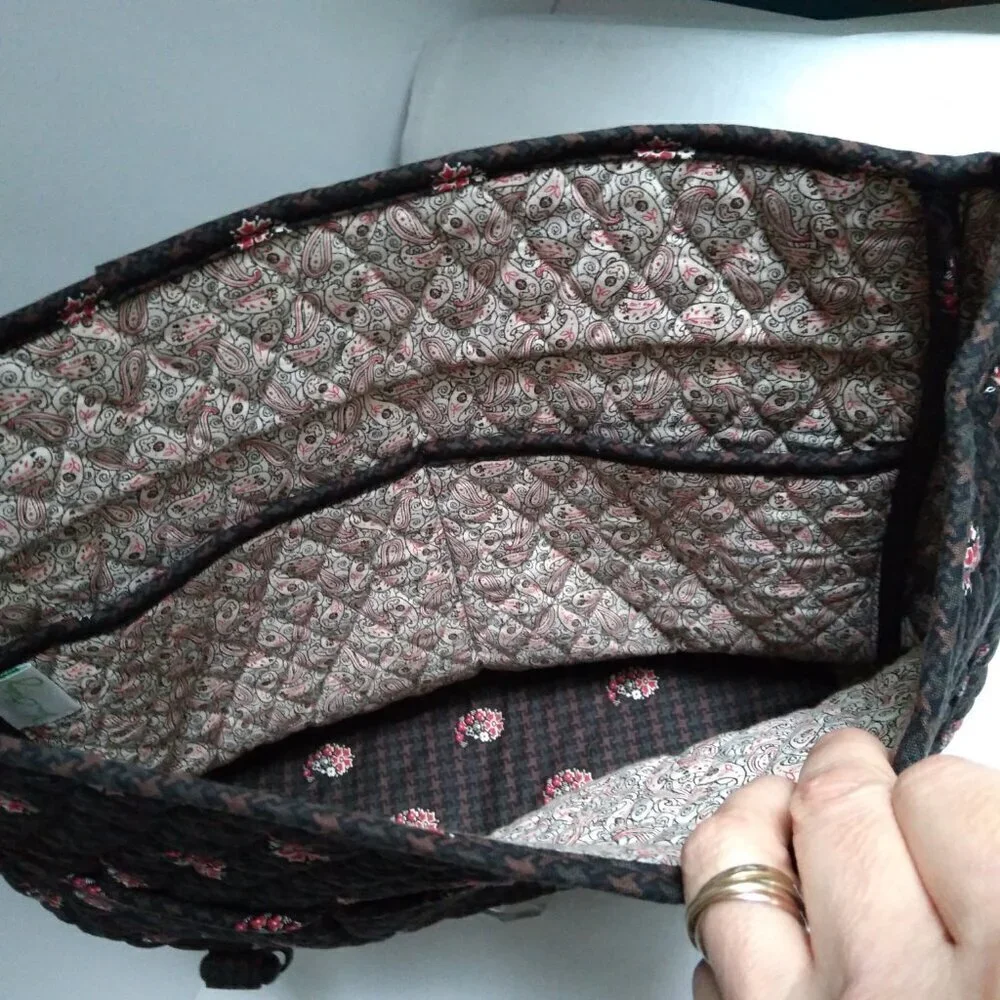 100% Quilted Cotton Floral Paisley & Houndstooth on Black Laptop Bag As New